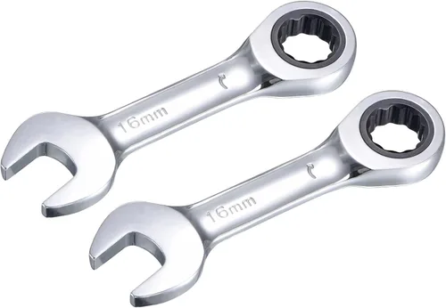 Vista 8 de uxcell Llave combinada de trinquete rechoncha de 0.236 in métrica 72 dientes 12 puntos herramientas terminadas en caja, CR-V 2 piezas