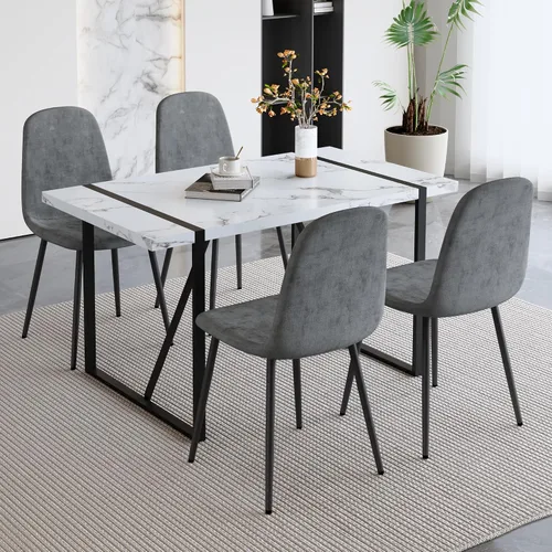 Vista 31 de Mesa de Comedor para 4-6, Mesa de Cocina de 55'', Mesas de Cocina y Comedor, Mesa de Comedor de Madera MDF con Patas de Metal para Sala de Estar