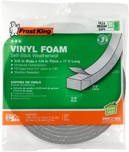 Vista 12 de Frost King V734H - Cinta de espuma de vinilo - Célula cerrada - Compresión moderada, 1.9 cm (3/4") de ancho, 1.27 cm (1/2") de grosor, 3.05 m