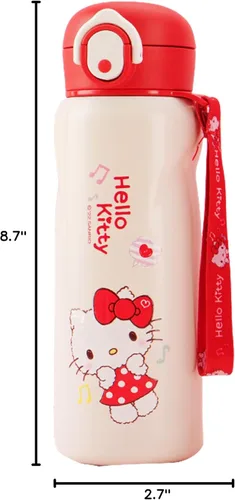 Vista 6 de Hello Kitty - Botella de agua aislada de acero inoxidable con correa, color blanco, 16.2 fl oz