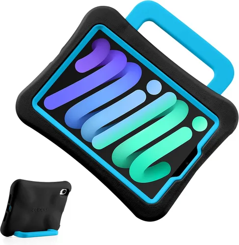 Vista 13 de Funda para Niños para iPad mini 7 (A17 Pro) 2024/iPad Mini6 2021, Peso Ligero Resistente/A Prueba de Golpes/A Prueba de Caídas con Asa/Soporte