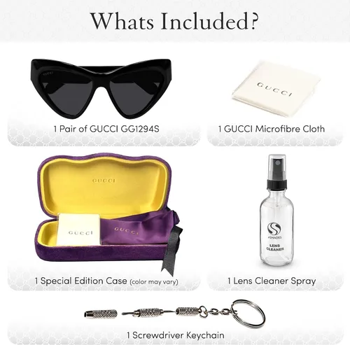 Vista 3 de Gucci GG1294S Gafas de sol de moda de diseñador para mujer con kit eSHADES - Abraza la sofisticación y la elegancia