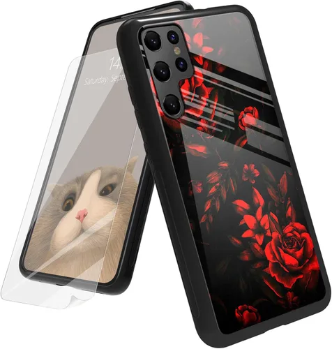Vista 47 de Funda para Samsung Galaxy A12 5G con protector de pantalla, parte trasera de vidrio templado + TPU de silicona suave que absorbe los golpes