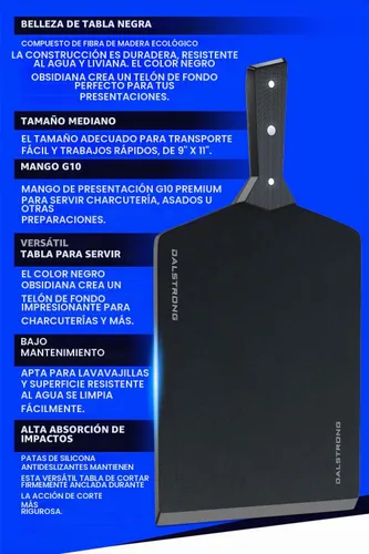 Vista 6 de Dalstrong Tabla mediana para cortar y servir - Negro obsidiana