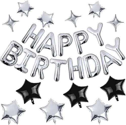 Vista 16 de CANREVEL Cartel de feliz cumpleaños, 13 letras de papel de aluminio de Mylar de 16 pulgadas, decoraciones de fiesta de cumpleaños para niños