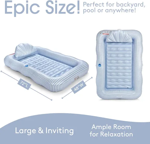Vista 7 de FUNBOY Tanning Pool Lounger Float, XL 72'' x 48'' Pool Float with Custom Pillow and Large Cup Holder, Perfect for Pool or Backyard.