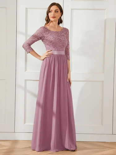 Vista 3 de Ever-Pretty 07412 - Vestido elegante largo, con mangas 34 y cintura imperio para dama de honor