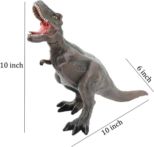 Vista 7 de Alcancía T-Rex de dinosaurio marrón resina, regalo de cumpleaños para niños.