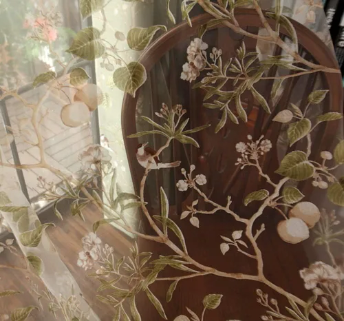 Vista 4 de pureaqu - Cenefa de cascada con diseño floral de chenilla para dormitorio, cocina, cuentas de lujo, cortinas de ventana rosadas para sala de estar