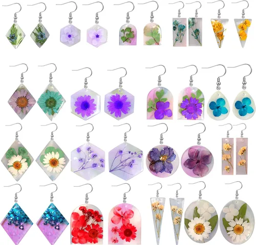 Vista 2 de Juego de 11 moldes de resina de silicona con forma de gota geométrica de silicona epoxi para joyería, colgante, collar, adorno, llavero, 3D