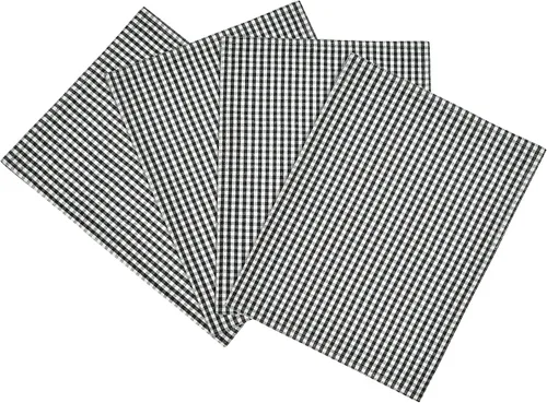 Vista 11 de Lush Decor Gingham Check - Servilleta teñida de hilo a cuadros, 18.0 x 18.0 in, color blanco roto y negro