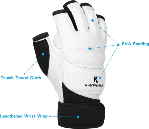 Vista 2 de Guantes de kickboxing de medio dedo, también aptos para entrenamiento de taekwondo, entrenamiento ligero, Muay Thai, artes marciales (Karav MAGA)
