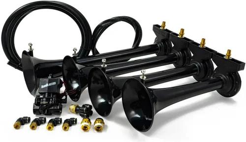 Vista 4 de Hornblasters Conductor's Special 228H - Kit de bocina de tren todo en uno de 2 galones y 150 PSI - Bocinas fabricadas en EE.UU. - 4 trompetas