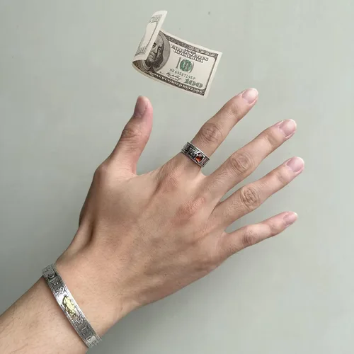 Vista 2 de SLINHEWEI Anillo de Feng Shui Pixiu Mantra 2023, anillo Pixiu Feng Shui para hombres y mujeres, anillo ajustable para riqueza y protección, amuleto