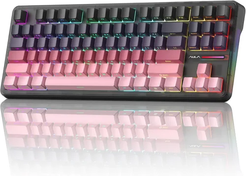 Vista 12 de Aula AU75 Teclado mecánico inalámbrico, teclado para juegos con junta de intercambio en caliente con perilla, BT/2.4G/teclado personalizado
