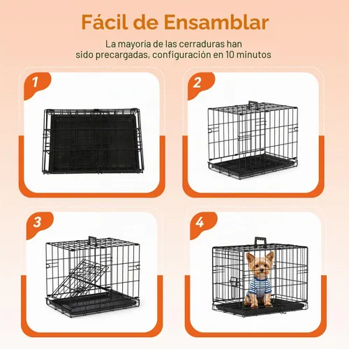 Vista 4 de FDW Jaula de metal plegable para perros de 18 pulgadas Negro Jaula