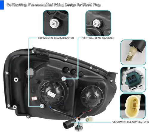 Vista 4 de SPEC-D TUNING - Faros delanteros con proyector mate negro con barra de luz LED, compatible con Subaru Impreza RS/WRX/Outback/STI de 2004-2005, juego