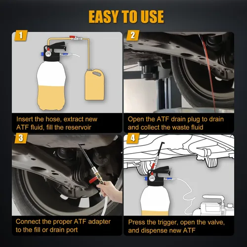 Vista 7 de Kit de bomba de transferencia de fluidos de transmisión, extractor de fluido neumático de 10L y herramienta dispensadora con adaptador para llenado