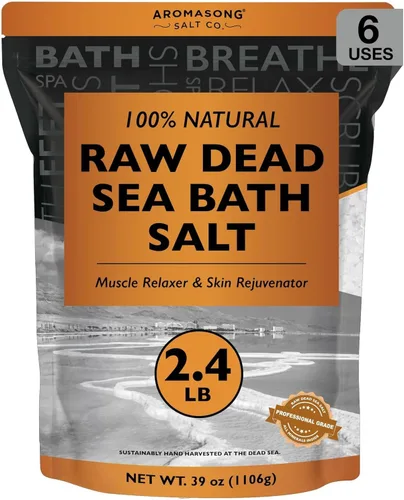 Vista 2 de 2.43 libras de sal de baño del mar muerto en paquete resellable con máscara facial de barro del mar muerto 100% puro, máscara de 5 minutos, sin