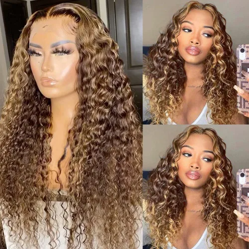 Vista 26 de Pizazz - Pelucas de cabello humano ondulado profundo con encaje frontal de 13 x 4, nudos blanqueados previamente despuntados Pelucas de cabello