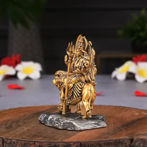 Vista 8 de Artarium Shri Durga MATA Idol Estatua antigua Sherawali MATA Shri Vaishno Devi Maa Durga MATA Idol para tablero de automóvil y decoración