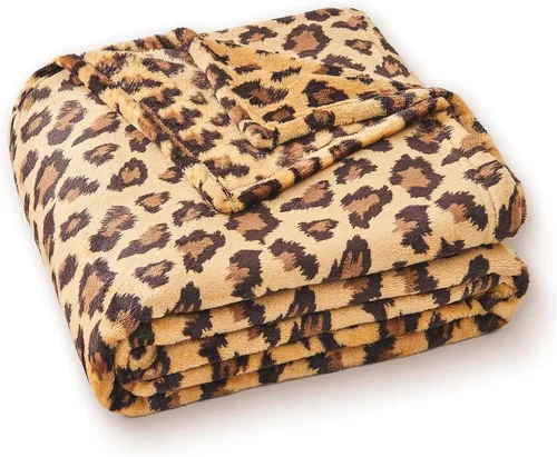 Vista 13 de PLEASANT BOULEVARD Manta de Vellón con Estampado de Leopardo, Colcha de Microfibra de Felpa Premium Liviana Acogedora y Cálida para Sofá, Diván