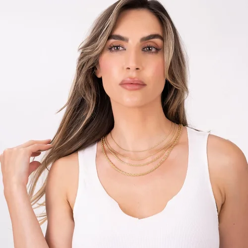 Vista 5 de Barzel Collar de cadena de cuerda chapada en oro de 18 quilates, fabricado en Brasil