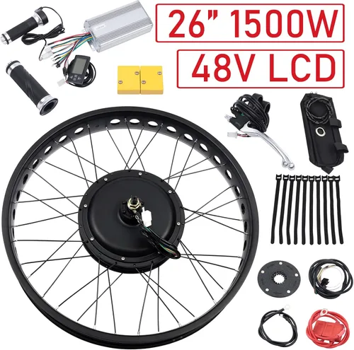Vista 3 de Kit de conversión de rueda trasera de bicicleta eléctrica de 26 pulgadas 48 V 1500 W neumático de nieve grasa Kit de motor de bicicleta eléctrica