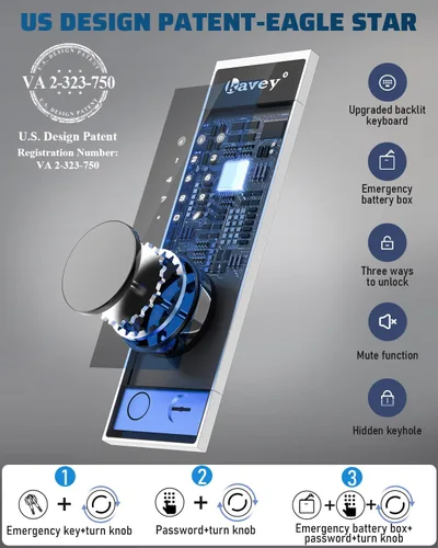 Vista 7 de Kavey Caja de seguridad ignífuga de 1.8 pies cúbicos, pantalla táctil LCD, caja fuerte para el hogar con sistema de alarma dual y modo de silencio