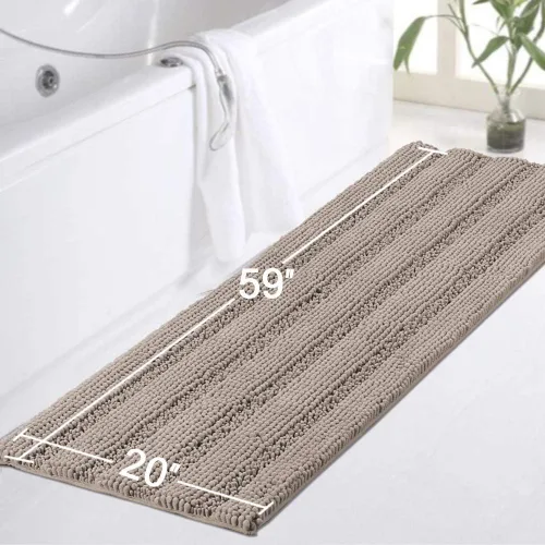 Vista 2 de Turquoize Paquete de alfombra de baño de chenilla, alfombra de baño de 59 x 20 pulgadas y juego de alfombras de baño de 32 x 20 pulgadas/20 x 20