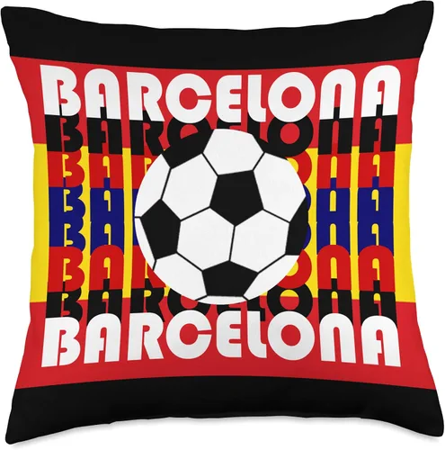 Vista 5 de Black-Spain-Soccer-Futbol-Fans-Mementos Black-Barca-Barcelona-Bauhaus-Primavera-Verano-2021 - Cojín (16.0 x 16.0 in), multicolor
