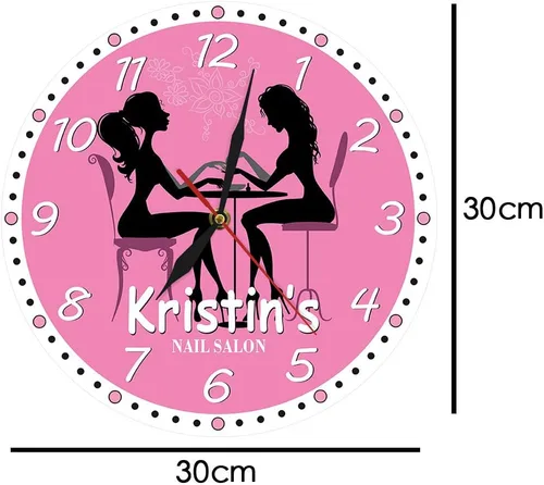 Vista 3 de The Geeky Days Reloj de pared personalizado para salón de manicura, salón de uñas, spa, silencio, cuarzo, obras de arte, pedicura, arte de uñas