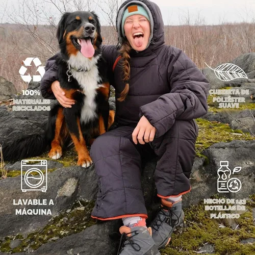 Vista 5 de Selk'bag Lite 6G - Saco de dormir para interior y exterior, para camping, viajes en autocaravanas, festivales, salón Terracota Negra