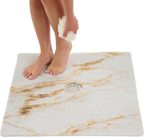 Vista 15 de Enkosi Alfombra de ducha antideslizante Loofah para suelos de ducha, bañera, baños, zonas húmedas, alfombrilla de baño acolchada con agujeros