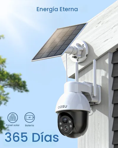 Vista 7 de aosu Cámara de seguridad solar inalámbrica para exteriores, cámara WiFi con batería de 3K/5MP para seguridad del hogar, PTZ panorámico, seguimiento