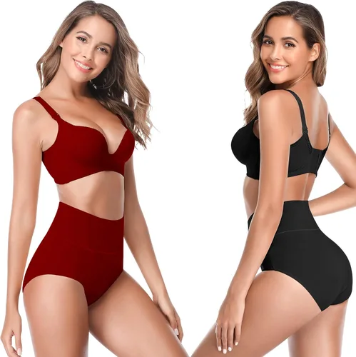 Vista 3 de Ropa interior de algodón de cintura alta para mujer, ropa interior suave súper elástica, bragas de cobertura completa para mujer