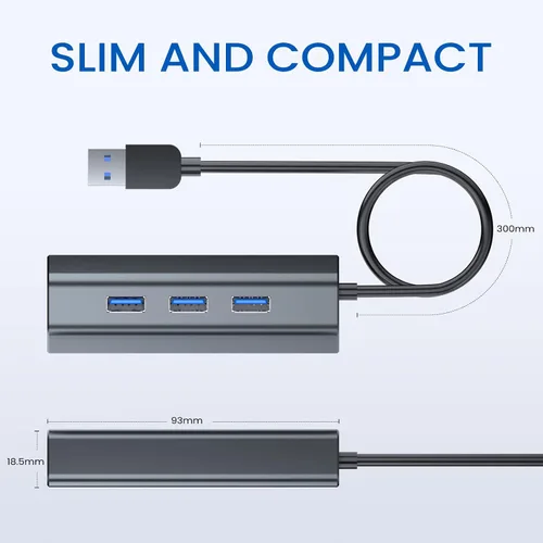 Vista 5 de Hub USB 3.0 de 4 puertos USB Hub para portátil multipuerto divisor para computadora USB puerto expansor para MacBook Pro iMac HP, Dell, Asus, PC