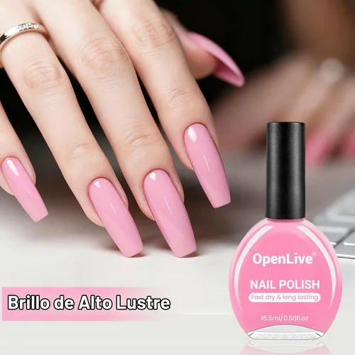 Vista 4 de OpenLive Esmalte de uñas rosa bebé de 0.6 fl oz, esmalte de uñas de gran volumen de secado rápido, brillo de larga duración, uñas de los pies, arte