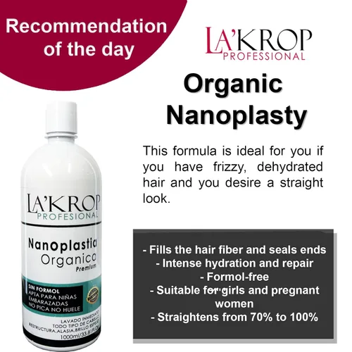 Vista 5 de LAKROP NANOPLASTIA ORGANICA 500ML QUERATINA TRATAMIENTO CABELLO - KERATINA PARA ALISAR EL PELO, PARA CABELLO SECO Y MALTRATADO - KERATINA ORGANICA