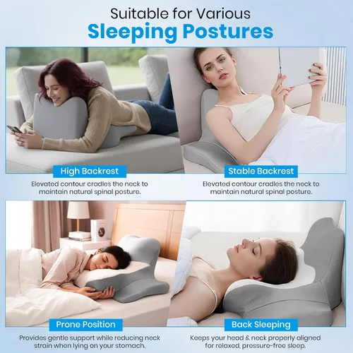 Vista 4 de Almohada cervical avanzada para dormir – Almohada cervical ergonómica refrescante con espuma viscoelástica de contorno, almohada cervical