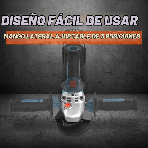 Vista 4 de SENIX PAX2125-M2-0 X2 - Herramienta de amoladora angular sin escobillas de 5 pulgadas, 8500 RPM máximo, mango auxiliar de 3 posiciones, interruptor