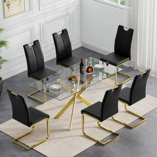 Vista 96 de HomVent Juego de mesa de comedor redonda de vidrio de 3 piezas, juego de mesa de cocina de vidrio redondo para 2 personas con 2 sillas de comedor