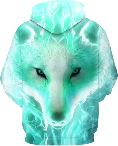 Vista 2 de Minei Sudadera unisex con capucha de lobo con estampado 3D para hombre