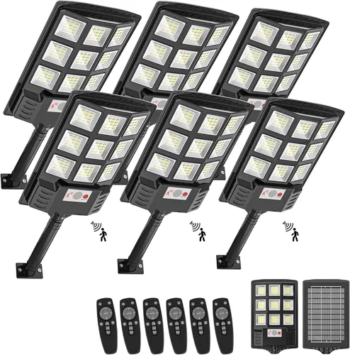 Vista 9 de Sunwish Farola solar al aire libre, 6500K 5730LEDs de atardecer a amanecer, luces solares de calle con sensor de movimiento, control remoto, luces