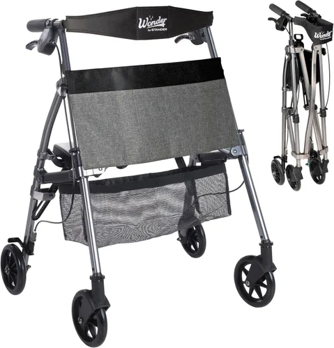Vista 18 de Stander Wonder Andador Plus, Andador plegable de movilidad rodante ligero, Andador EZ Fold-N-Go para personas mayores y adultos, ruedas de 6