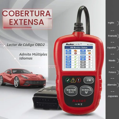 Vista 2 de Autel Autolink AL319 - Lector de código, OBD2, escáner, para automóvil, fallo del motor, herramienta de diagnóstico, CAN, para todos los coches