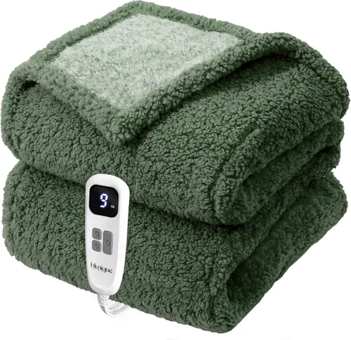 Vista 17 de Heated Blanket Electric Blanket Queen - Fast Heating Blanket Throw Dual Control Double Sided Sherpa with 10 Heating Levels & 2-10 Hours Auto Off