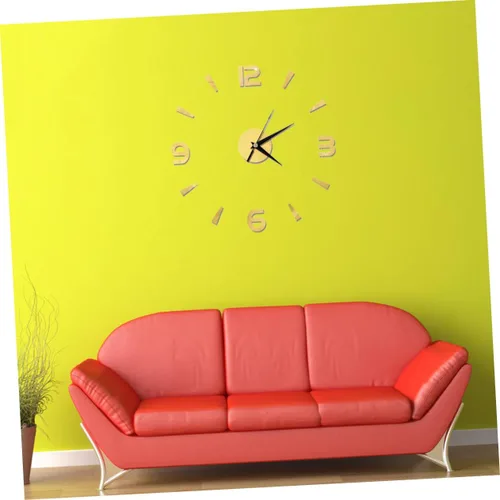 Vista 4 de IMIKEYA Reloj de pared sin marco, reloj de pared dorado, pegatinas de espejo, sin marco, reloj de pared, reloj acrílico, mural, hogar, reloj