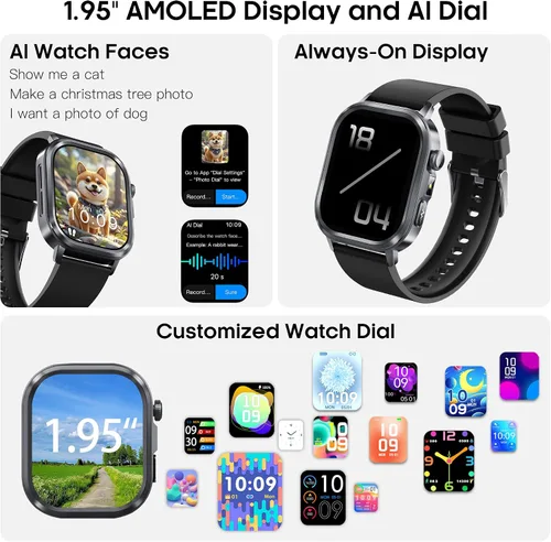 Vista 8 de AMOLED - Relojes inteligentes para hombres y mujeres, rastreador de actividad física con monitor de frecuencia cardíaca, estrés y sueño 24/7