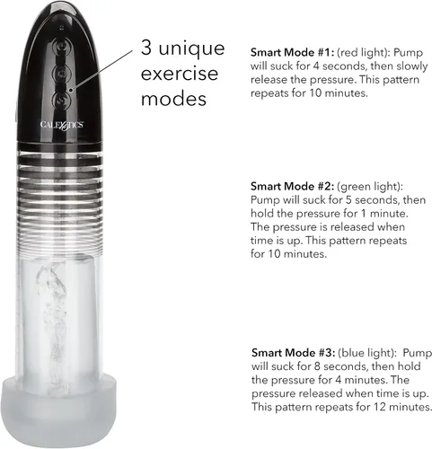Vista 5 de CalExotics, Optimum Series Bomba inteligente automática – Bomba de pene de mejora masculina con funda de silicona Stroker – Juguetes sexuales